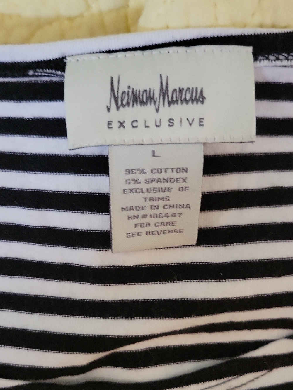 Neiman Marcus Black & White Striped Short Sleeve Tee - Picture 2 of 4